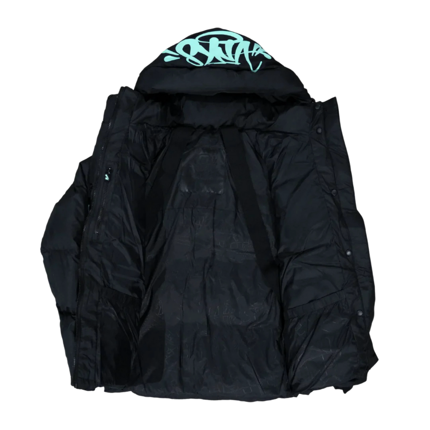 Black & Teal Syna Down Puffer Jacket