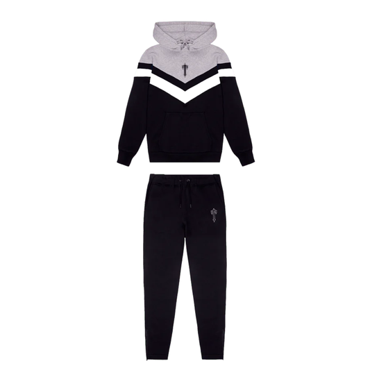 Black & Grey V Stripe Tracksuit